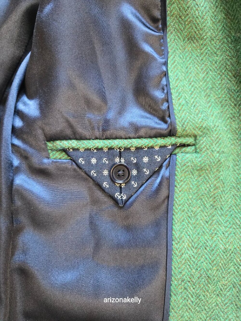 NWOT J. Crew Hacking Blazer Jacket 100% Wool Herringbone Green Leather Buttons 0 - Picture 3 of 16